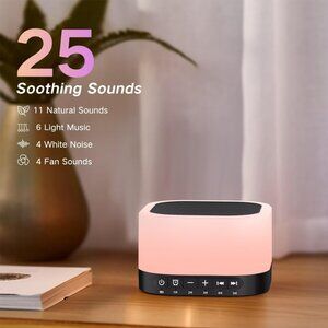 Sound Machine White Noise Machine with 25 Soothing Sounds 12 Colors Light with 1